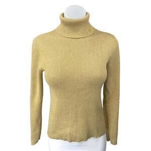 Ralph Lauren Brown Rib Knit Turtleneck Long Sleeve Pullover Sweater Top Size S